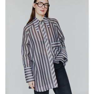 Ganni Oversized Lightweight Striped Shirt Size XXS/XS